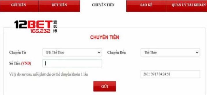 Chuyển tiền về ví chính